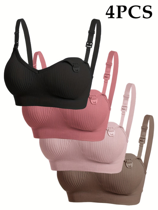 Women's 4-Pack Seamless Nursing Bras - Removable Padding and Stretch Knit – main product image