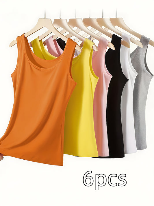 Women's 6-Pack Sheer Layering Tank Tops - Lightweight Sleeveless Multi-Color Set – main product image