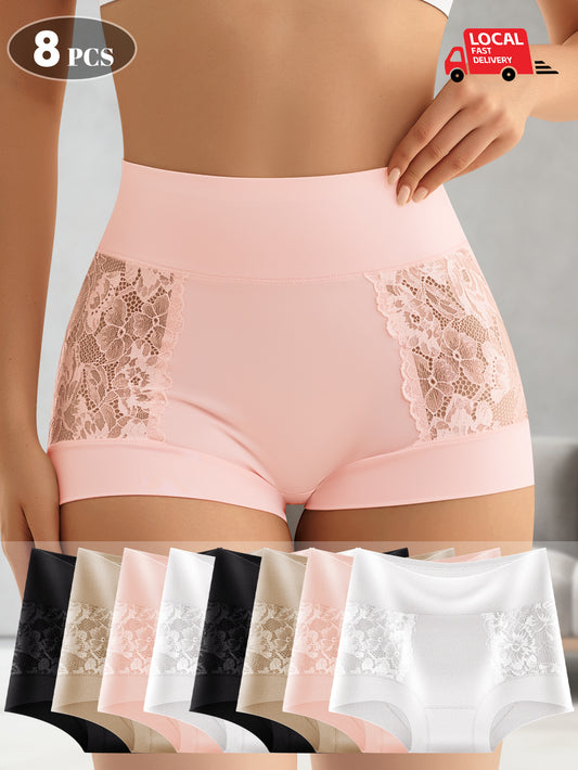 Women’s 8-Pack High-Waist Briefs - Lace Detail Comfort – Mixed colors High-Waist – main product image