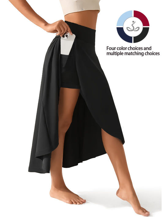 Women's Active Skort - High-Waist Solid Color Burgundy – main product image