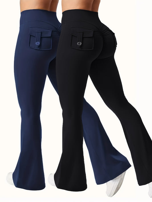 Women's Activewear Set – Women's Black*2 Polyester High-Waist Cargo Leggings – Black option – main product image