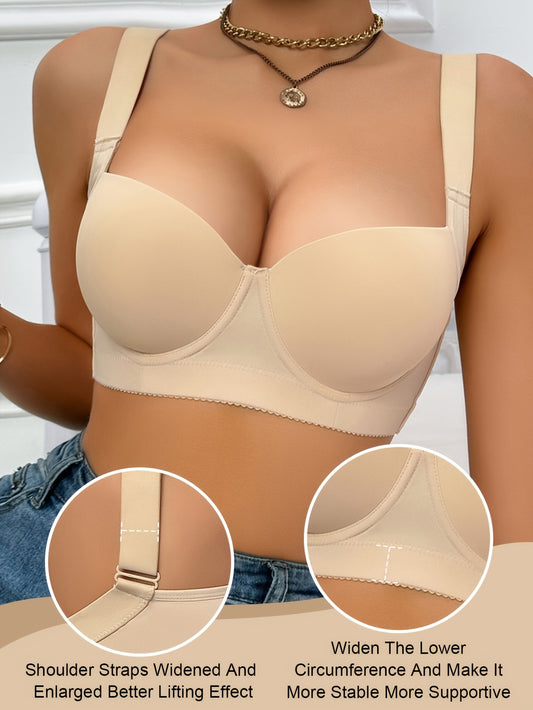 Women's Beige Underwire Support Bra - Wide-Strap Smooth Knit Style – Beige option – main product image
