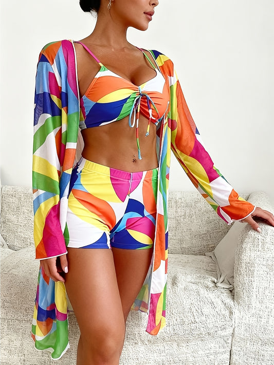 Women's Bikini Set - Tropical Print Classic Neckline Tummy Control – main product image
