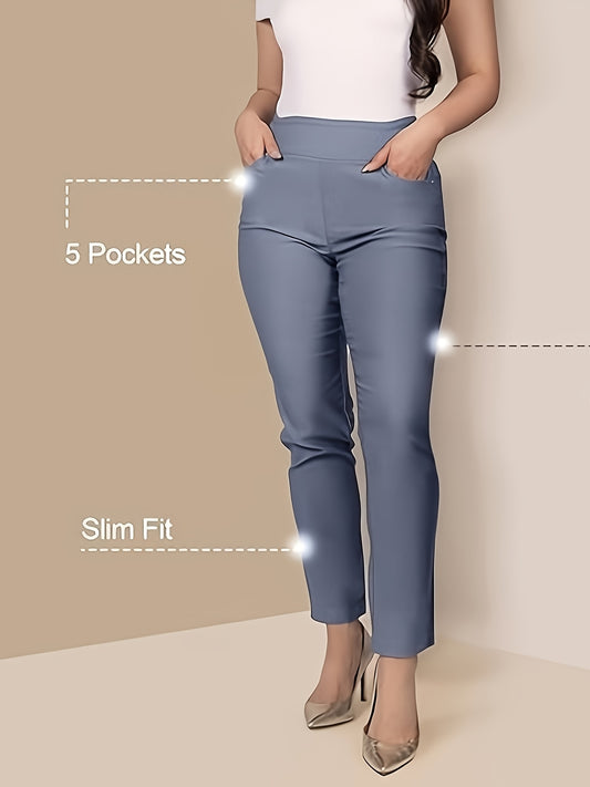 Women's Black High-Waist Slim-Fit Pants – Black option – main product image