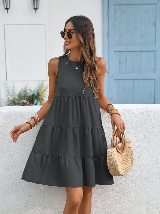 Women's Black Solid Casual Dress - Sleeveless – Black option – main product image