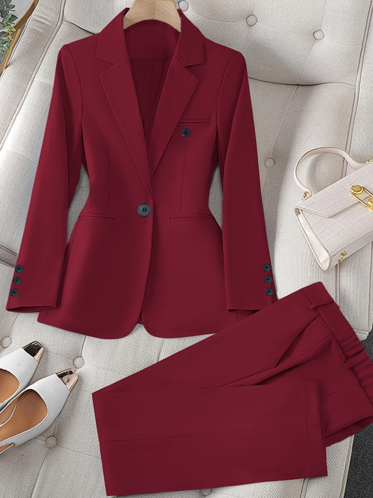 Women's Blazer Pantsuit Set - Business Button Detail Style 85 detail view