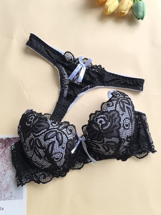 Women's Bra and Panty Lingerie Set - Floral Lace Coordinated – Sizes S–XXL – main product image
