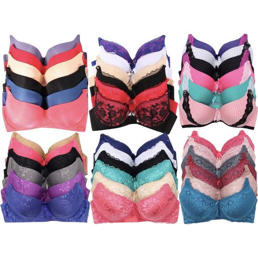 Women's Bra Multipack – Women's Plus Size Underwire Bras 6-Pack - Assorted Print – main product image