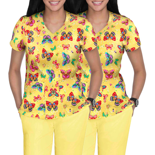 Women's Butterfly Graphic T-Shirt - 2-Pack V-Neck Short Sleeve – main product image