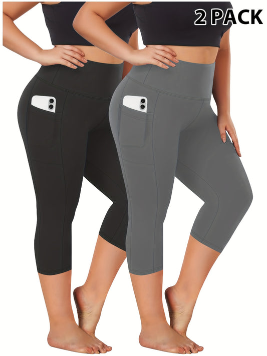 Women's Capri Pants - High-Waist Fit – Sizes 0XL–5XL – Black option – main product image