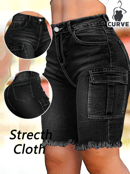 Women's Casual Shorts - High-Waist Fit – Sizes 1XL–5XL – Blue option – main product image