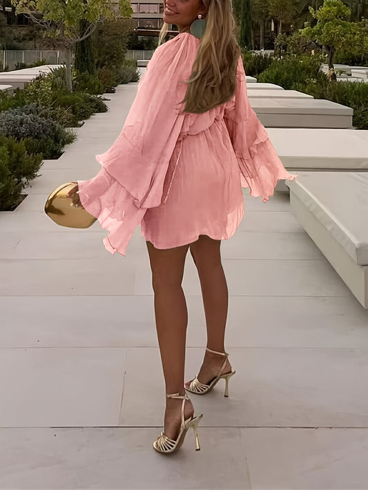 Women's Chiffon Ruffle Dress – Loose – Yellow option – main product image