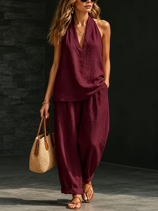 Women's Classic Outfit Set - Halter Neck Sleeveless – main product image