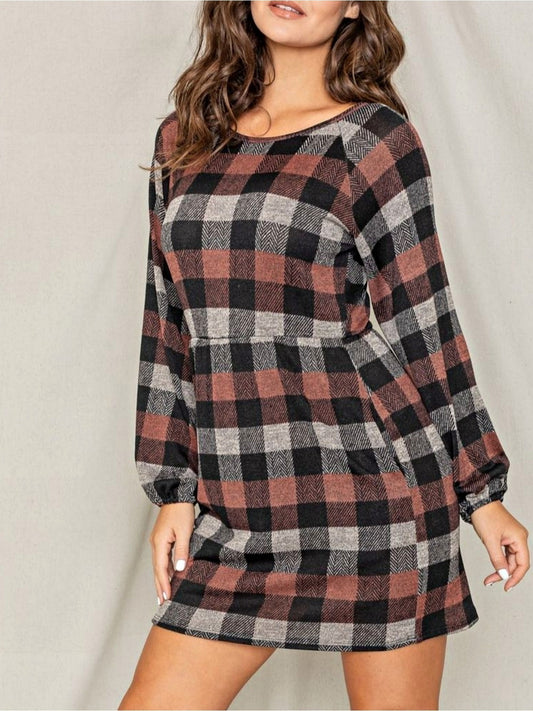 Women's Colorblock Knit Dress - Ruffle – Grey option – main product image