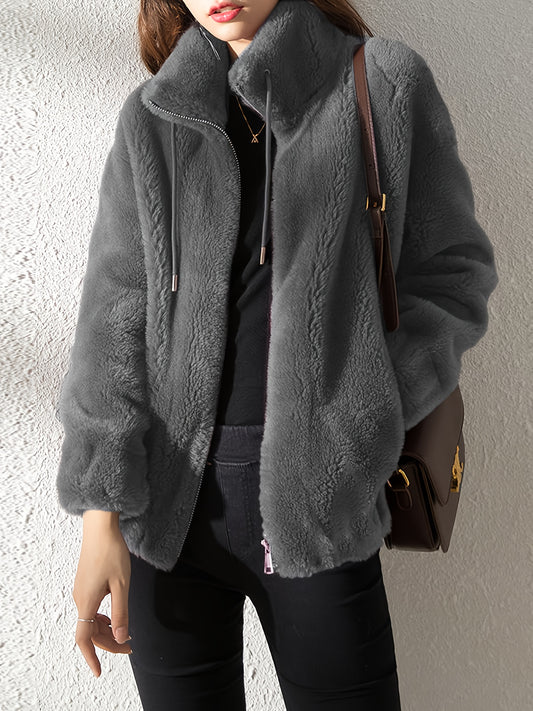 Women's Cozy Zip-Up Coat – Grey option – main product image