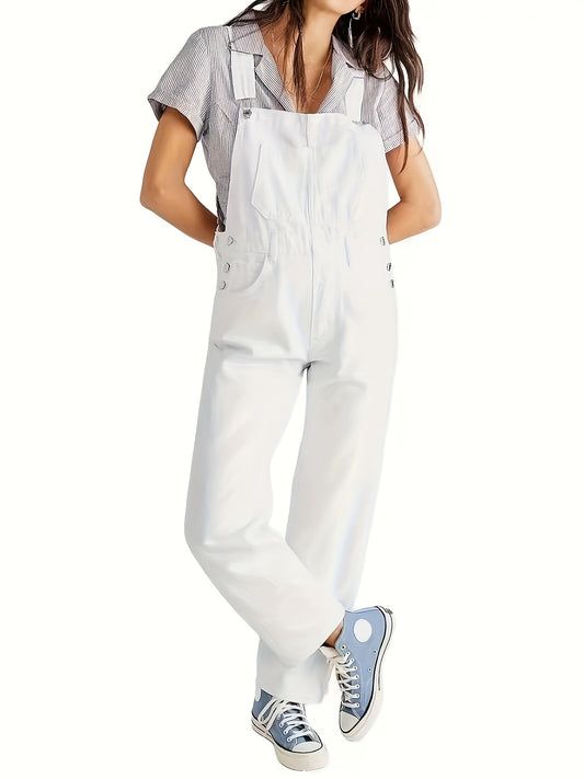 Women's Denim Overalls - Pocket Detail Relaxed detail view