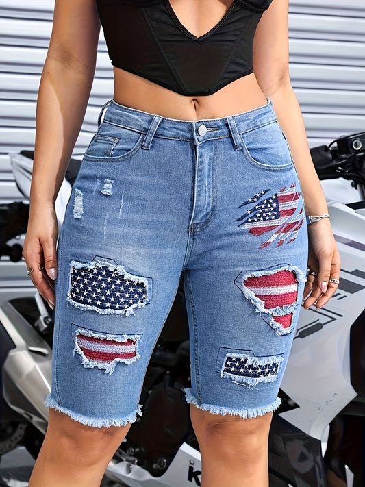 Women's Denim Shorts - Distressed – Regular Fit / Blue – Blue option – main product image