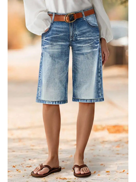 Women's Denim Shorts - Distressed With Pockets – Relaxed Fit – Blue option – main product image