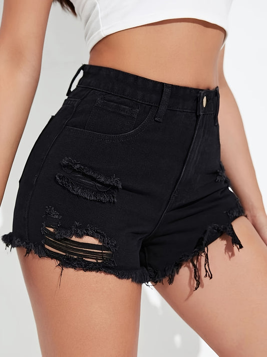 Women's Denim Shorts - Stretch – Black – Black option – main product image