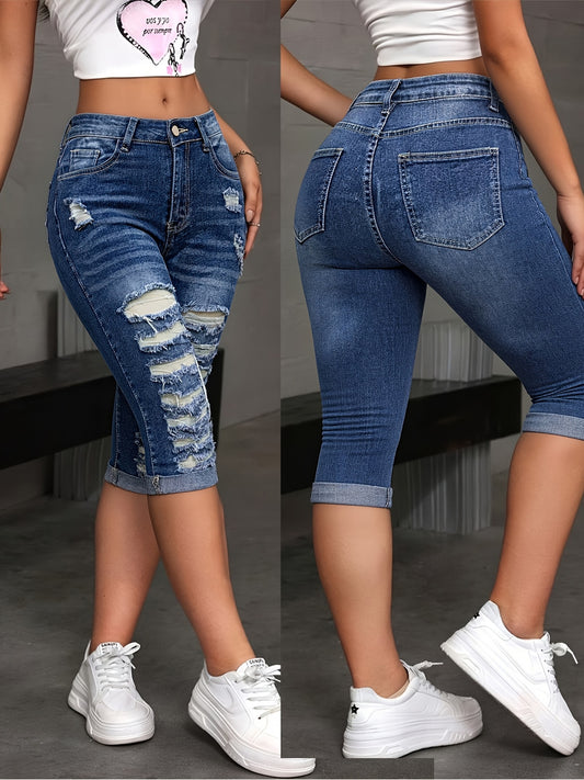 Women's Denim Shorts - Stretch – Medium Blue Denim Wash 23365 – Blue option – main product image