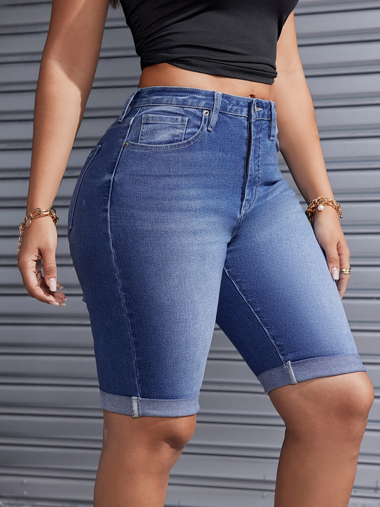 Women's Denim Shorts - Stretch – Medium Blue / Sizes XS–XXL – Blue option – main product image