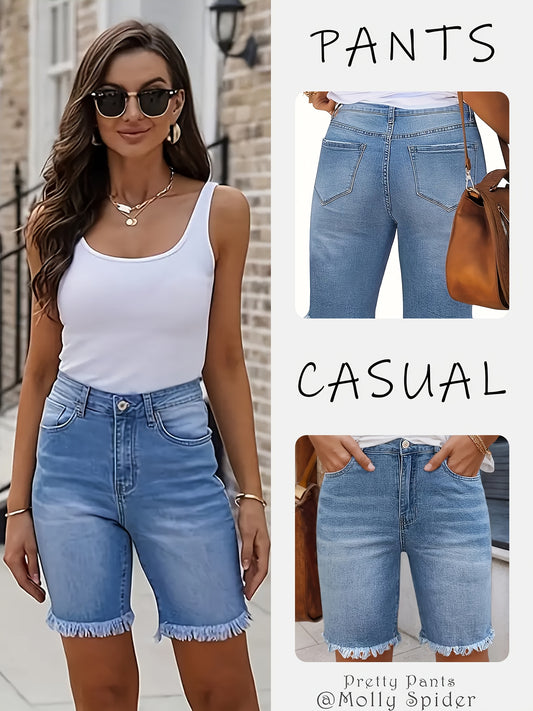 Women's Denim Shorts - Stretch – Relaxed Fit / Sky Blue – Blue option – main product image