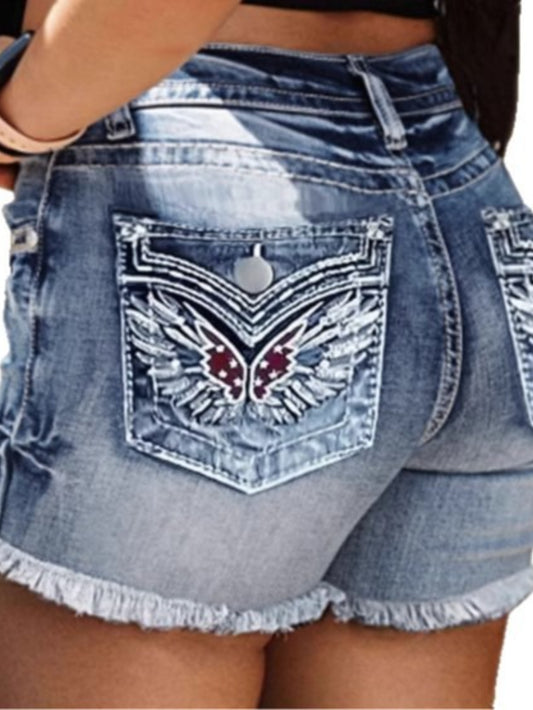 Women's Denim Shorts - Stretch With Pockets – Blue Denim Wash 19973 – Blue option – main product image