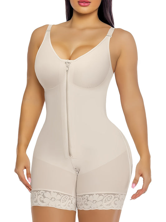 Women's Detachable Strap Shapewear Bodysuit - Zip-Gusset Butt-Lift Body Shaper – main product image