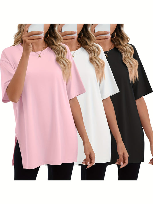 Women's Essential T-Shirt - 3-Pack Round Neck Short Sleeve – Colorway 07621 – main product image