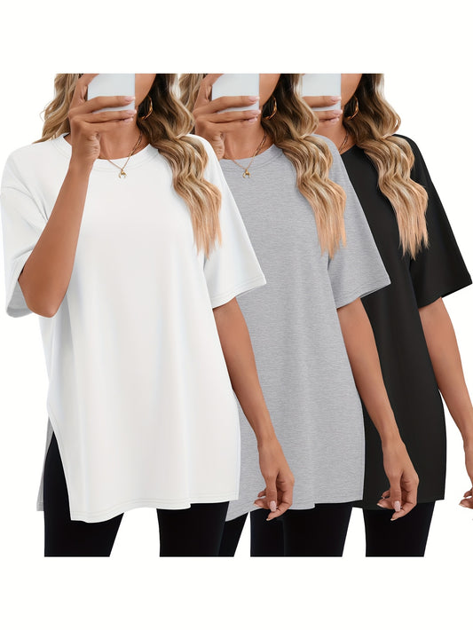 Women's Essential T-Shirt - 3-Pack Round Neck Short Sleeve – Colorway 52261 – main product image