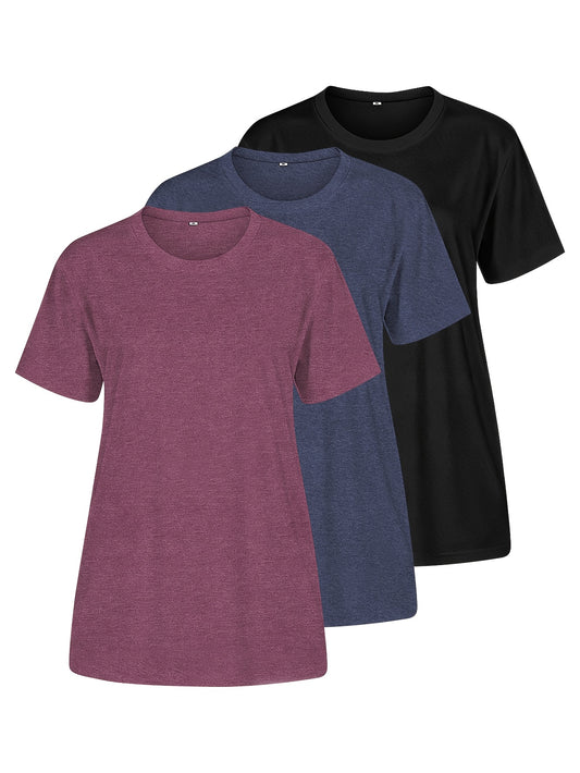 Women's Essential T-Shirt - 3-Pack Round Neck Short Sleeve – Sizes 1XL–5XL – main product image