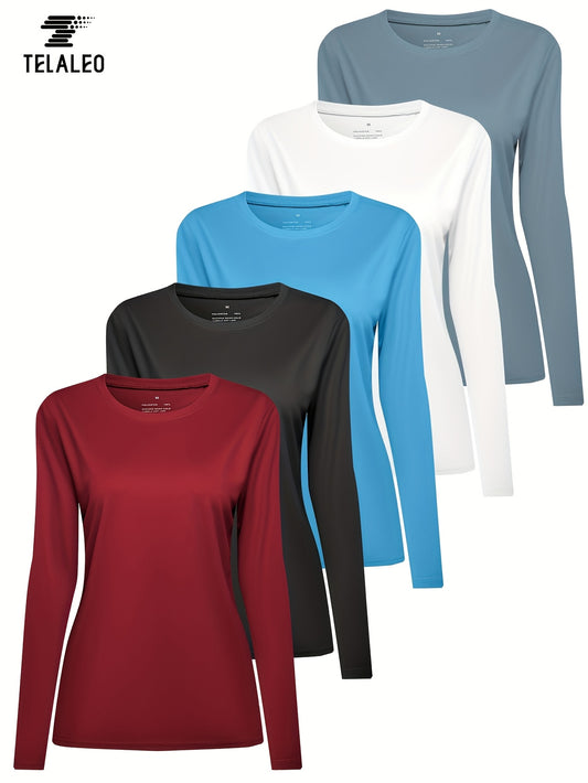 Women's Essential T-Shirt - 5-Pack Round Neck Long Sleeve – main product image