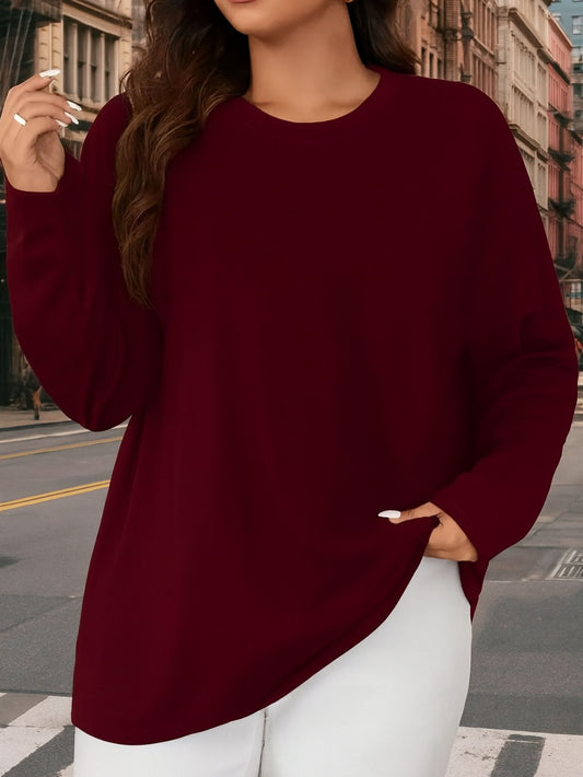 Women's Essential T-Shirt - Crew Neck Long Sleeve – Burgundy – main product image