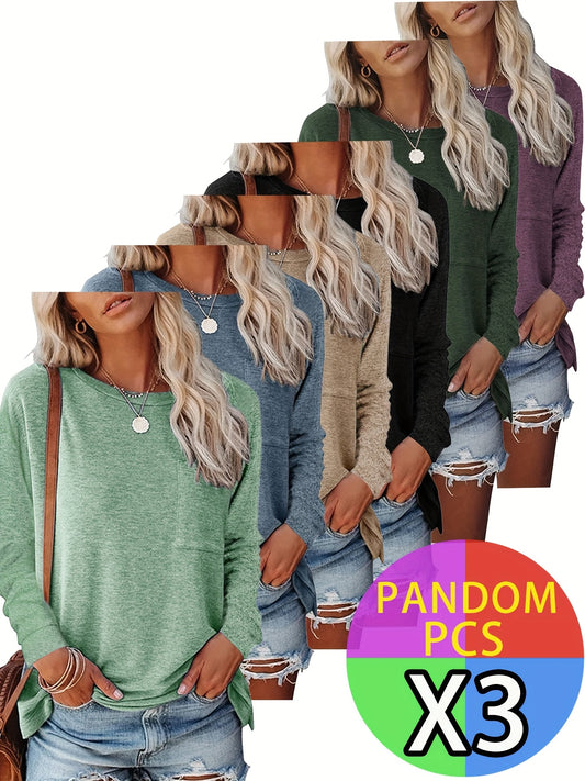 Women's Essential T-Shirt - Round Neck Long Sleeve – 15-Variant Selection – main product image