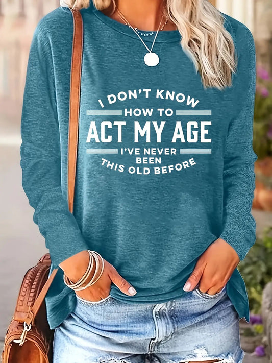 Women's Essential T-Shirt - Round Neck Long Sleeve – 25-Variant Selection – Blue option – main product image
