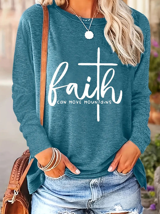 Women's Essential T-Shirt - Round Neck Long Sleeve – Blue / Pink – main product image
