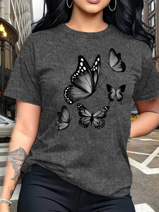 Women's Essential T-Shirt - Round Neck Short Sleeve – Dark Gray / White – Gray option – main product image