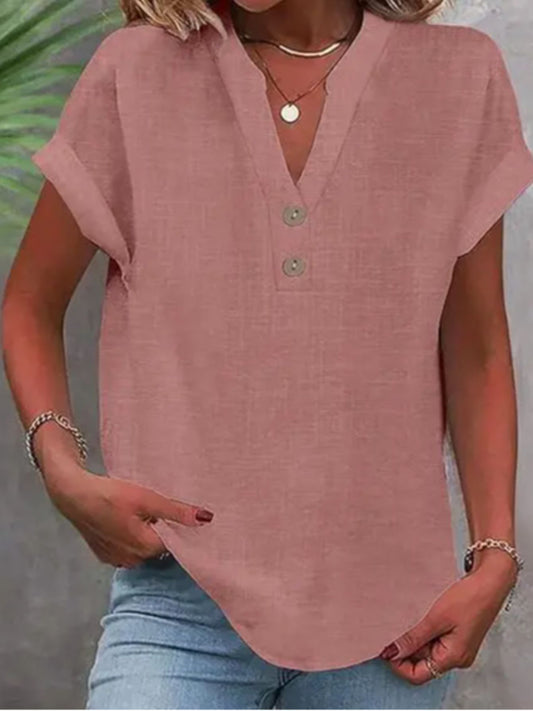 Women's Essential T-Shirt - V-Neck Short Sleeve – Black / Pink – Black option – main product image