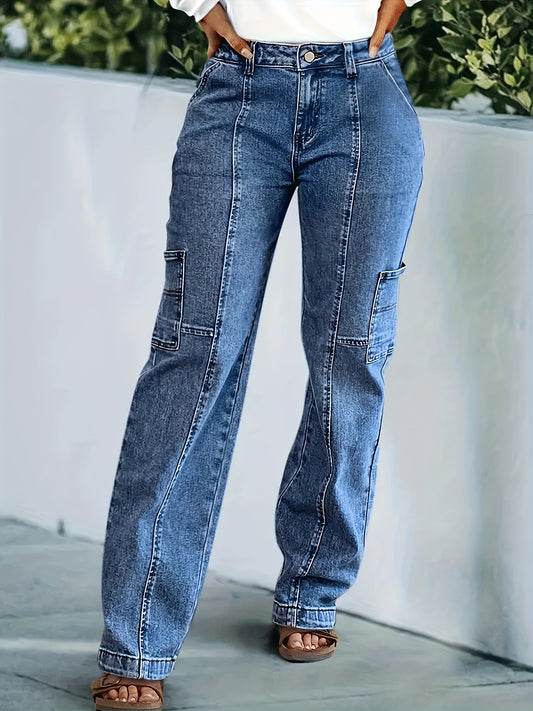Women's Flare Jeans - Light Blue Embroidered – Blue option – main product image