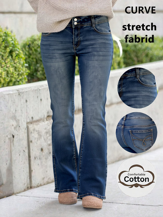Women's Flare Jeans - Medium Blue Pocket Detail – Blue option – main product image