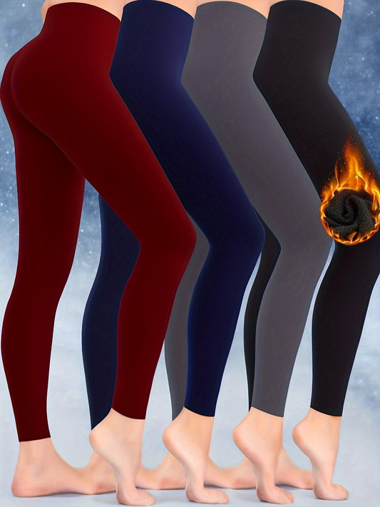 Women's Fleece-Lined Leggings - High-Waist Fit – Sizes S–XXL – Black option – main product image