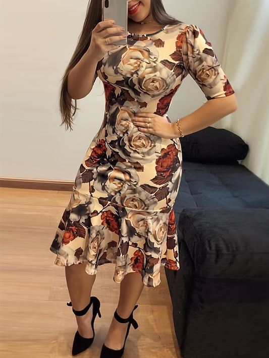 Women's Floral Crew Neck Vacation Dress – ✨ Vacation silhouette for a distinctive – main product image