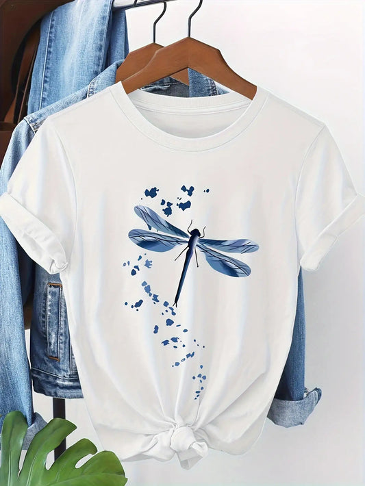 Women's Floral Graphic T-Shirt - Round Neck Short Sleeve – Apricot – main product image