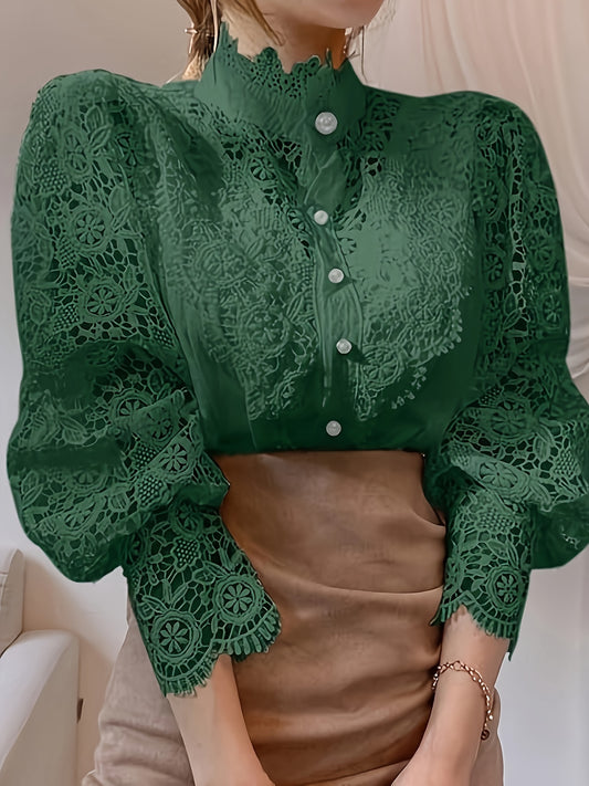 Women's Floral Print Blouse - Classic Neck Short Sleeve – main product image