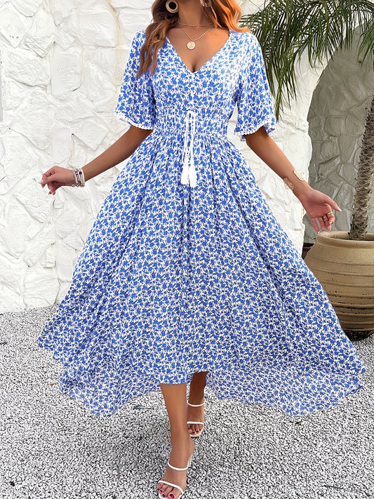 Women's Floral V-Neck Summer Dress – main product image
