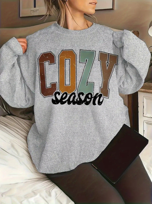 Women's Graphic Crewneck Sweatshirt - Regular Fit Crew Neck – Light Grey Graphic Design 63461 – Grey option – main product im