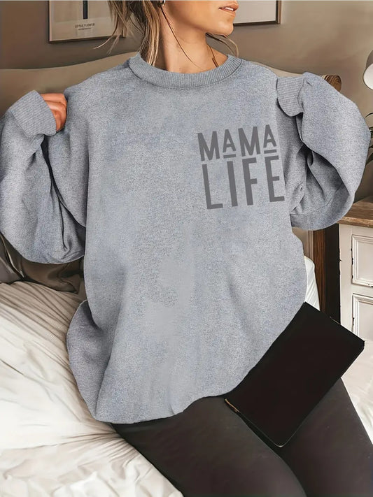 Women's Graphic Crewneck Sweatshirt - Regular Fit Crew Neck – Light Grey Graphic Design 56677 – Grey option – main product im