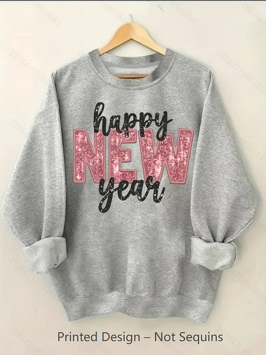 Women's Graphic Crewneck Sweatshirt - Regular Fit Crew Neck – Light Grey Graphic Design 80965 – Grey option – main product im