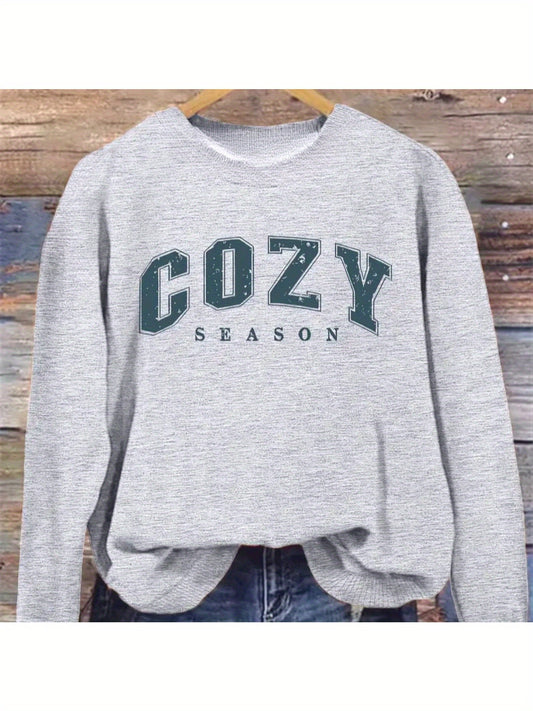 Women's Graphic Crewneck Sweatshirt - Regular Fit Crew Neck – Light Grey Graphic Design 46501 – Grey option – main product im