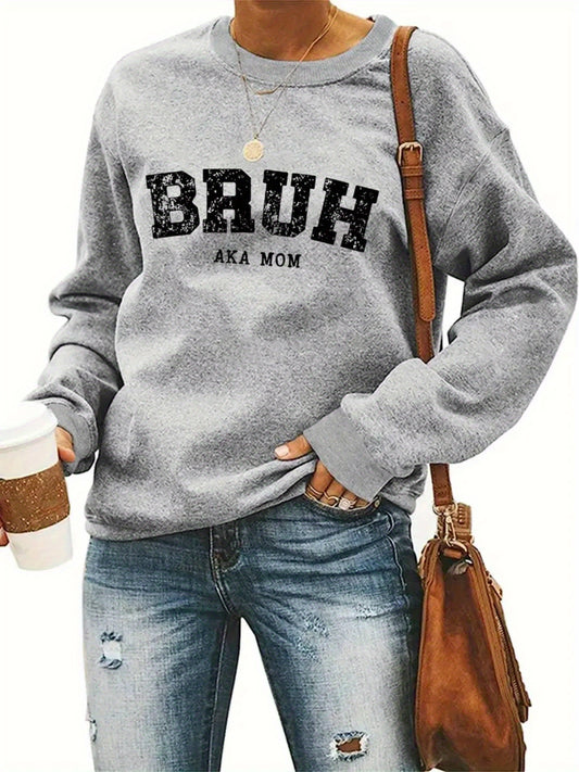 Women's Graphic Crewneck Sweatshirt - Regular Fit Crew Neck – Light Grey Graphic Design 99621 – Grey option – main product im